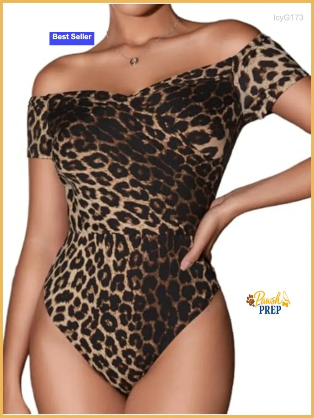Women's Leopard Print Off Shoulder Bodysuit Y2k Going Out Top Club Party Rave